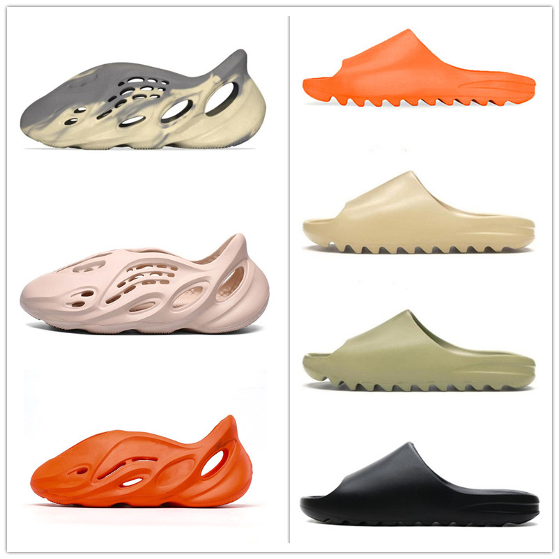 

foam Runner desiguer sandals foam runner men women slippers Enflame Orange Royal Blue sandal Desert sand Resin Moon Earth Brown, Black