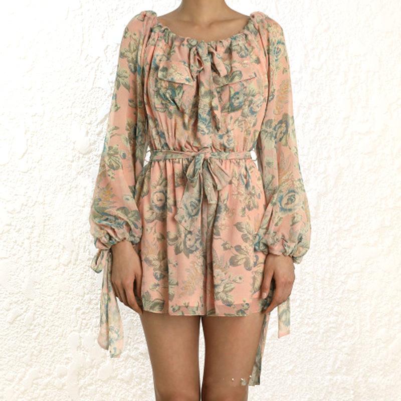 

Women's Jumpsuits & Rompers High Quality 2021 Autumn/fall Flower Slash Neck Long Sleeve Beach Playsuit Elegant Chic Romper, Black;white