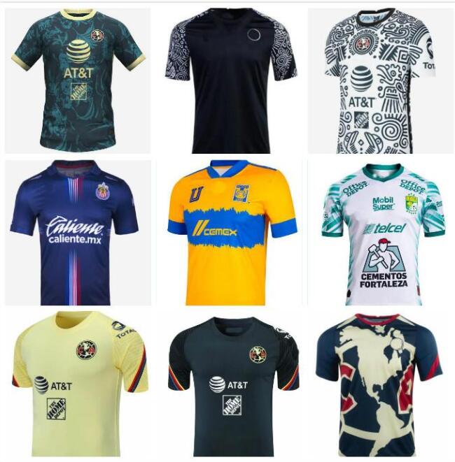 

21 22 mexico Club America Soccer Jerseys leon third away home 2021 2022 camisetas Tigres UNAM Chivas Cruz Azul 3rd liga max training Footbal, Black;yellow