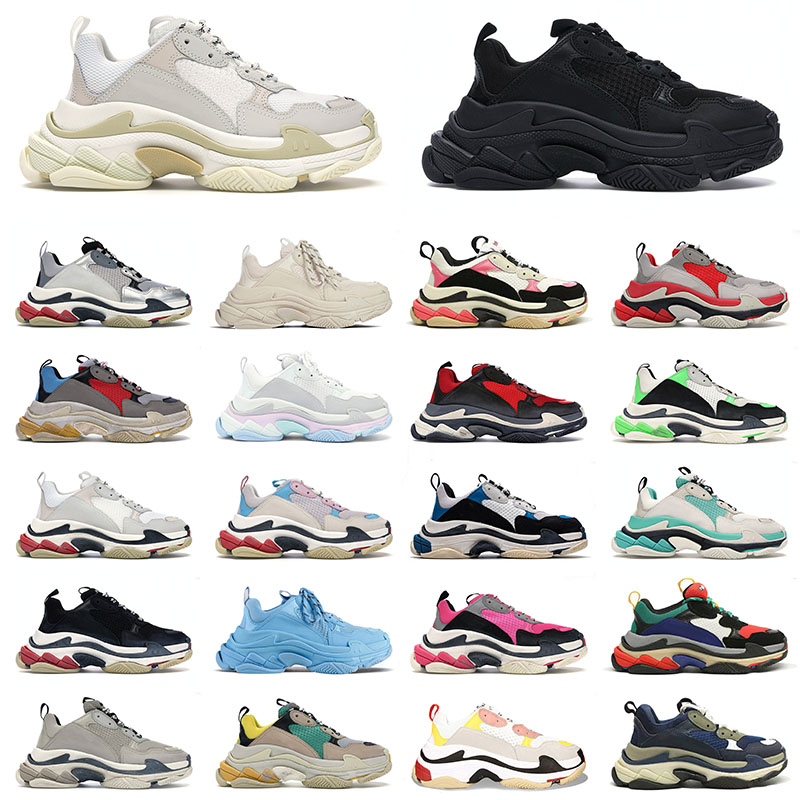 

2021 New Arrival Triple S Designer Shoes Luxury Paris 17FW Men's Women's Pink Grey Black White Fashion Platform Sneakers Old Dad Trainers Size 36-45, A1 triple white 36-45