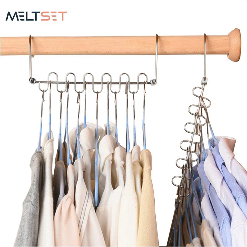 

6/12 Holes Folding Clothes Hanger Stainless Steel Magic For Baby Pants Wardrobe Organizer Drying Rack Hangers & Racks