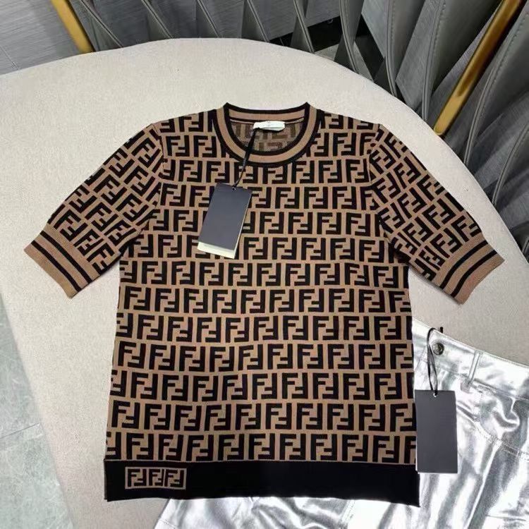 

Simone fundi short sleeve classic FF letters spring and summer new retro T-shirt looks thin and versatile quick-dry, White