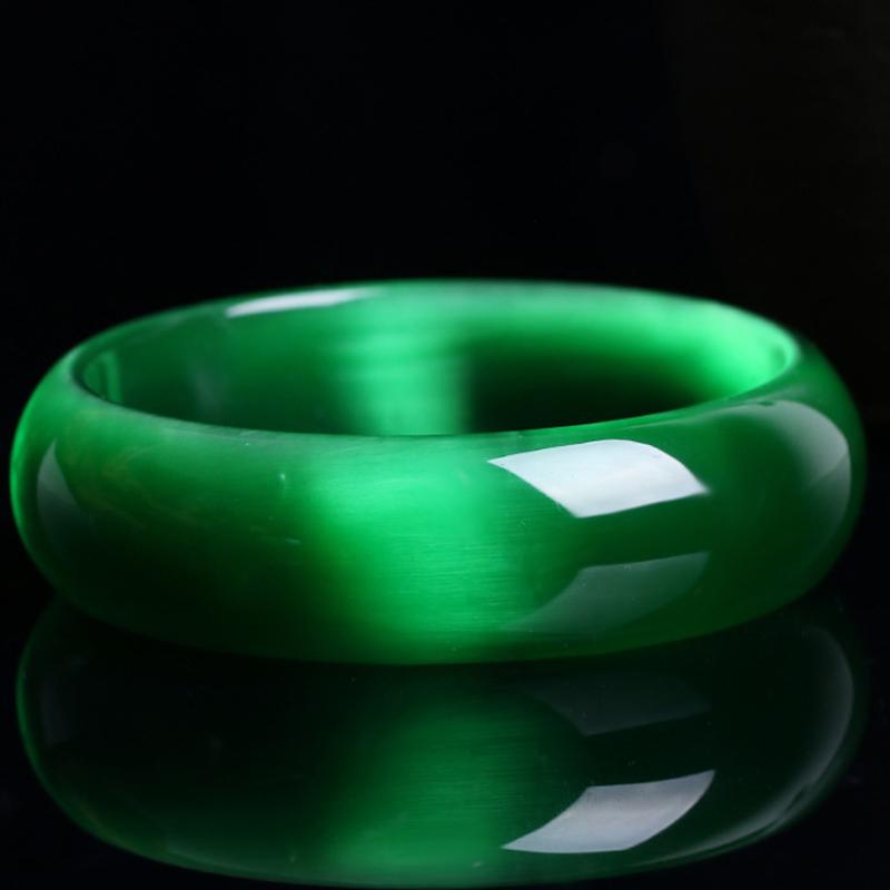 

Bangle Genuine Bright Green Natural Cat Eye Stone Crystal Bangles Women Lucky Gift Help Marriage Bracelet Jewelry Joursneige
