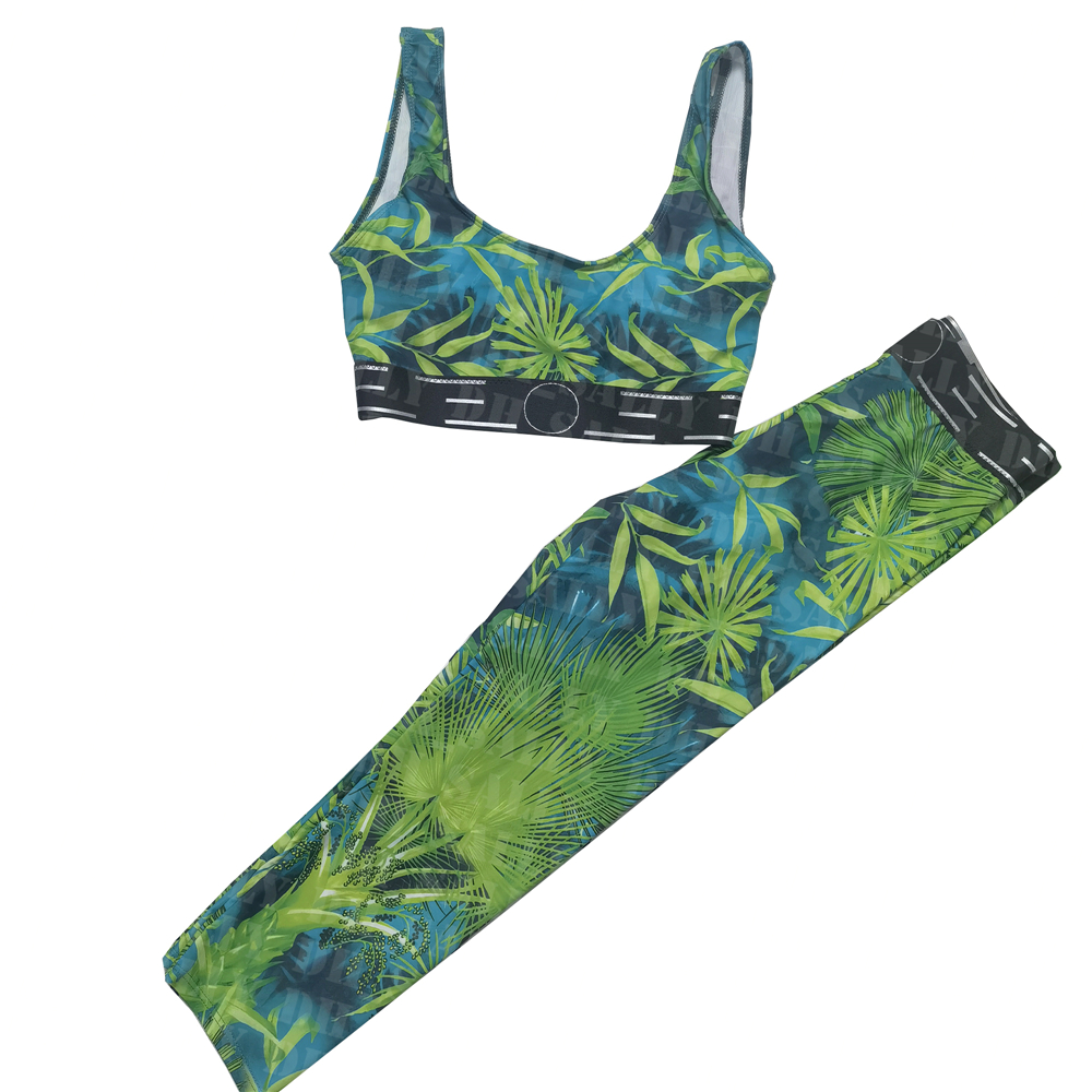 

Fashion Print Sports Outfit Womens Sleeveless Yoga Tops Highly Elastic Sport Pants Spring Summer Breathable Tracksuits, Extra shipping fee