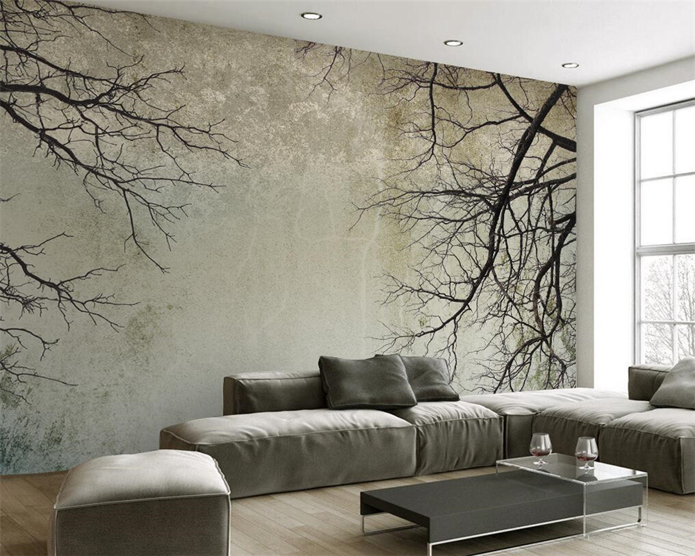 Custom wallpaper for any size 3 d Living Room Bedroom Background Wall mural Vintage branches 3d wallpaper-image-711808871