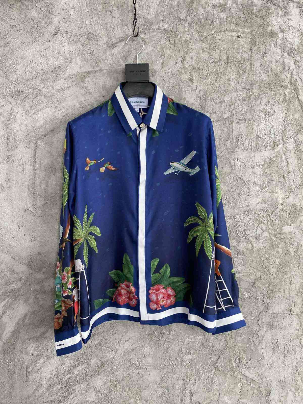 

Casablanca 2021ss Hawaiian wave Print Shirt, Navy blue