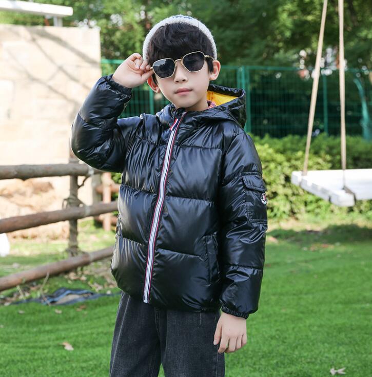 

Winter Down Coat Children's Jacket Hooded Silver Coat Baby Children Thickened Outwear Warm Clothing for Boys and Girls, Freshwater blue