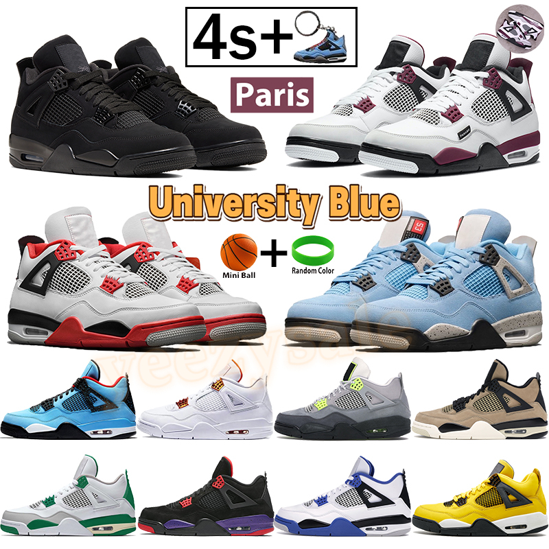 

University blue fire red 4 4s men women basketball shoes cactus jack black cat metallic orange pine green paris trainers mens sneakers, Bubble wrap packaging