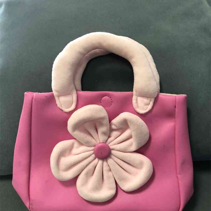 

Shantou factory produces Pu flower craft lovely children's handbag, White