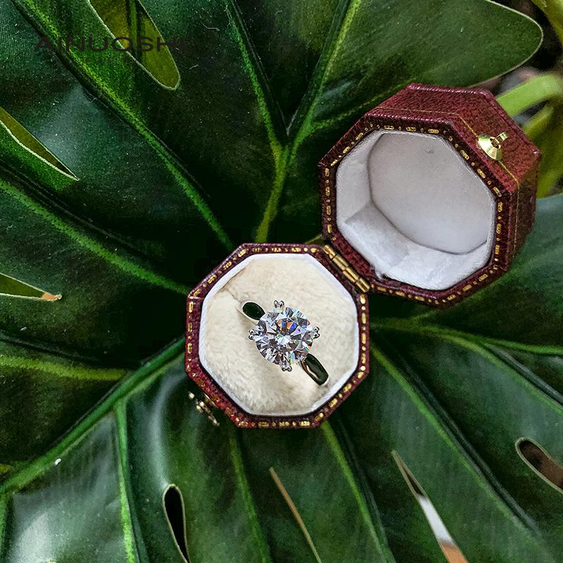 

Sterling Silver Solitare 2 Round Cut SONA Diamond Engagement Rings For Women Anniversary Wedding Cluster