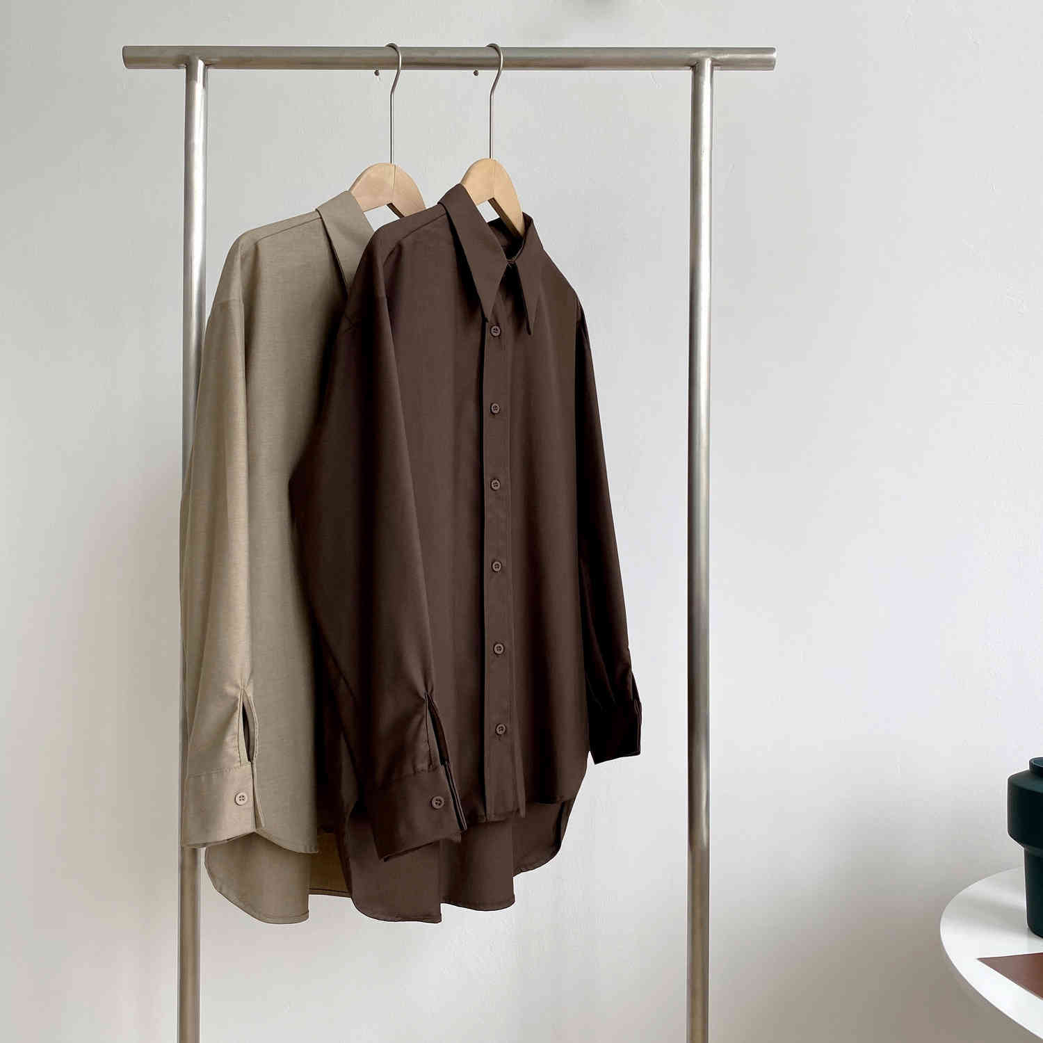 

Autumn Long Sleeve Design Niche Casual Lapel Ladies Shirt Women Solid Color Fashion All Match Chic Tops 210520, Brown