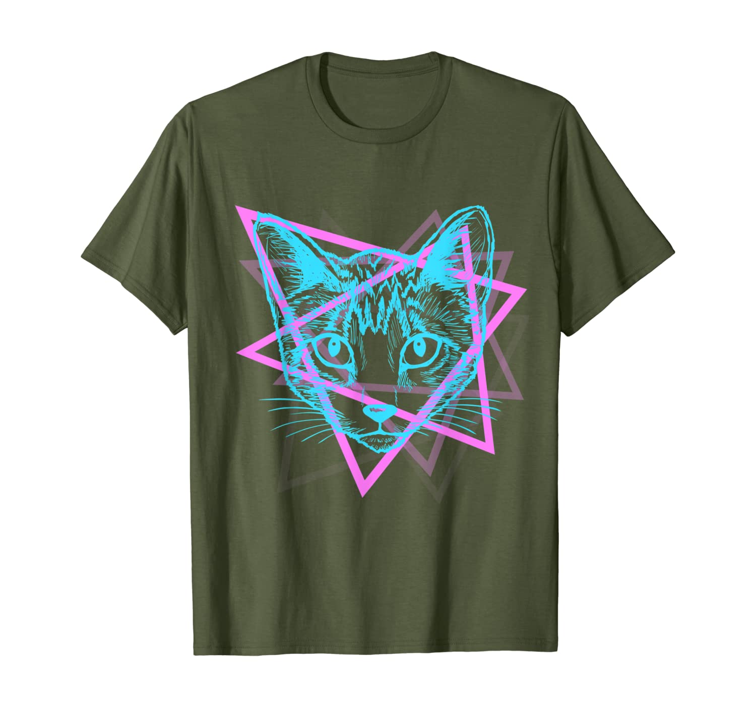 Psychedelic Rave Cat Abstract Vaporwave Gift T-Shirt-image-703619259