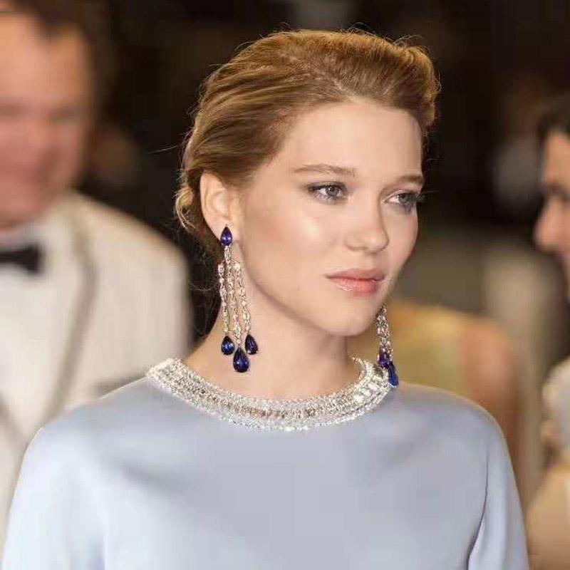 

Dangle & Chandelier Be8 Brand Elegent Accessories Blue CZ Water Drop Earrings Brincos White Gold Color Jewelry Valentine's-day Gifts E-326