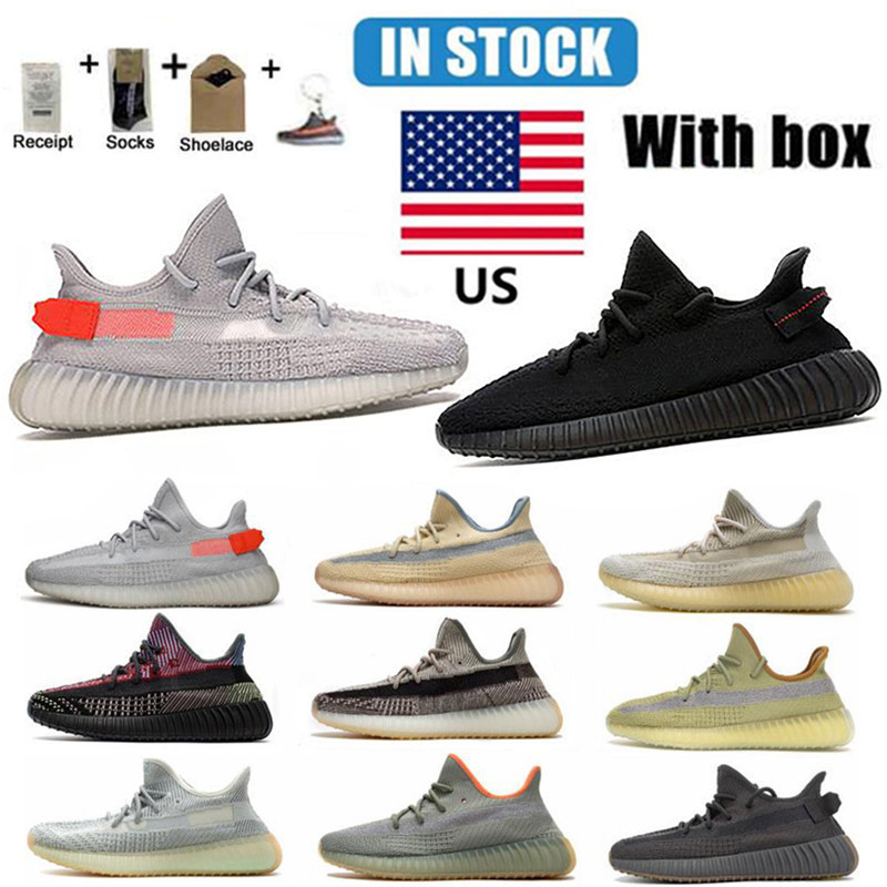 

In USA Kanye West Warehouse Running Shoes Yeezy Boost 350v2 Top Quality Yecheil Cinder Static Clay Tail Light Cream White Black Red Zebrav Sneakers Men Women size 38-46, Additional sock