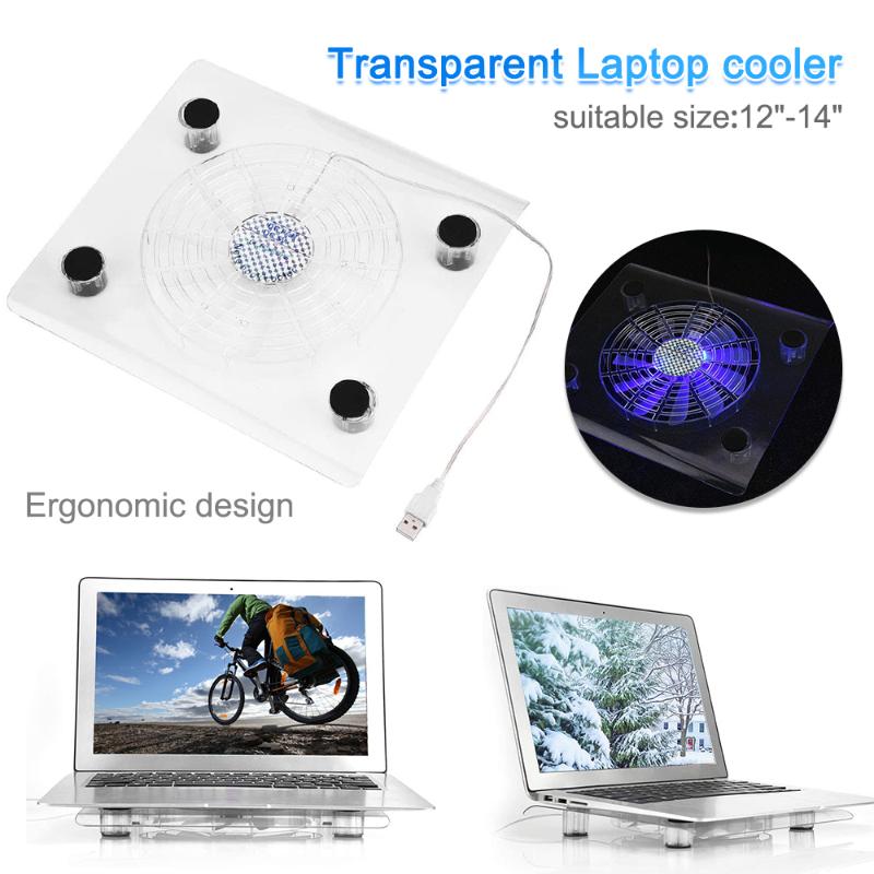 

USB Notebook Cooler Blue LED Light Heatsink Laptop PC Base Computer Cooling Pad Heat Dissipation Bracket Cables & Connectors