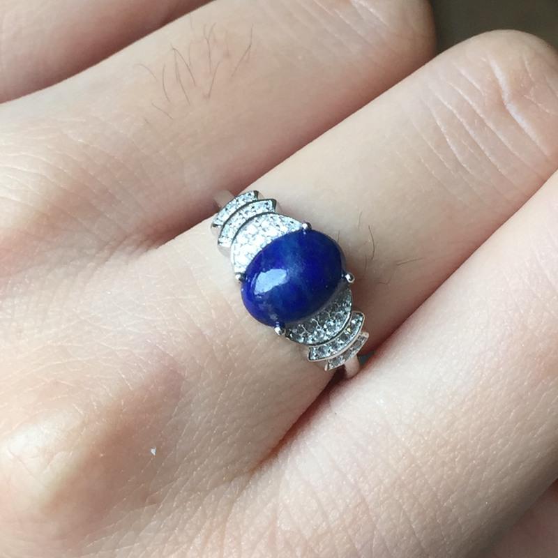 

Cluster Rings [MeiBaPJ Natural Lapis Gemstone Trendy Ring For Women Real 925 Sterling Silver Charm Fine Jewelry 2 Colors SY