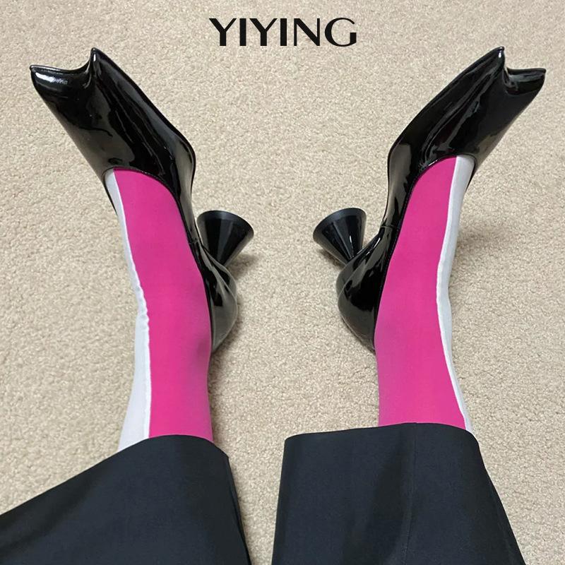 

Spring High Heels Women 2021 Design Sense Temperament Duckbill Shoes Shallow Mouth Shaped Horn Thick Heel Square Toe Dress, Black