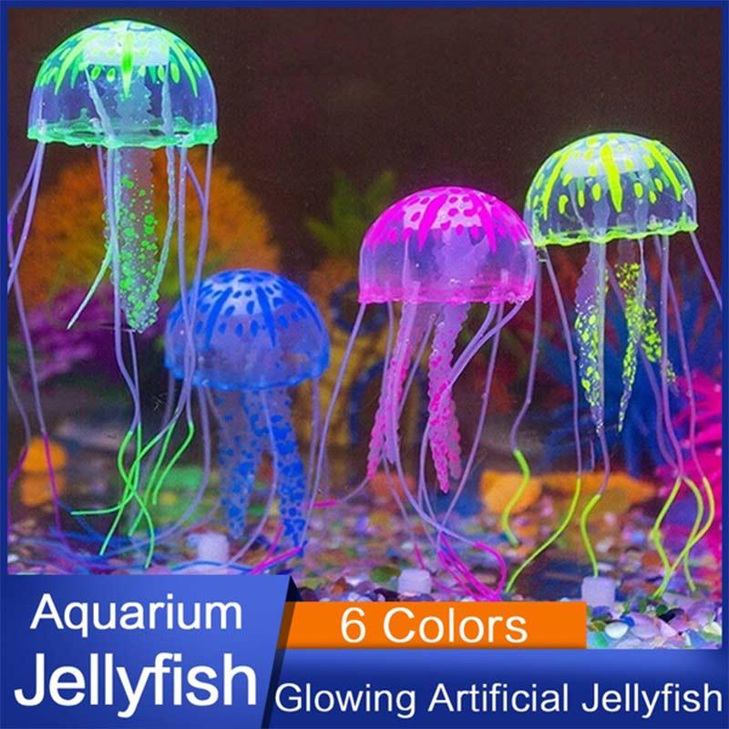 

Fish Tank Landscaping Simulation Small Jellyfish Portable Fishing Rod Accessories Glow Decorations