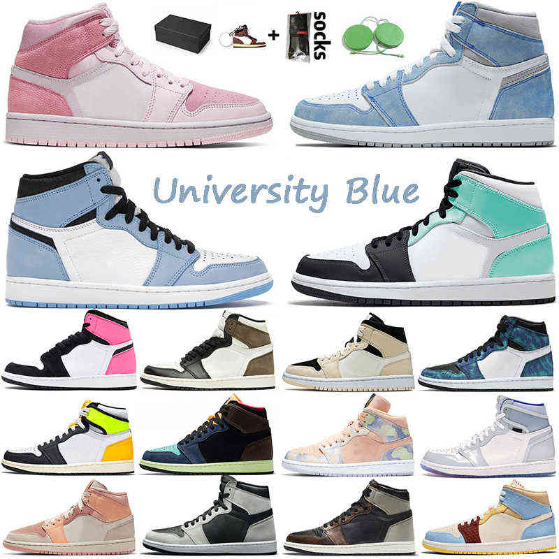 

1s Basketball Shoes Men Women 1 Hyper Royal University Blue Digital Pink Fearless High OG TWIST Chicago UNC White Island Green Off JORDÁN, Unc to chicago 36-46
