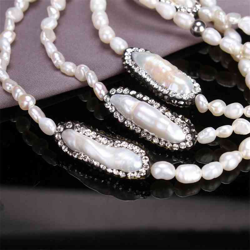 

SINZRY Luxury Natural fresh Jewelry Cubic zircon baroque pearl long sweater necklaces trendy personality jewellery