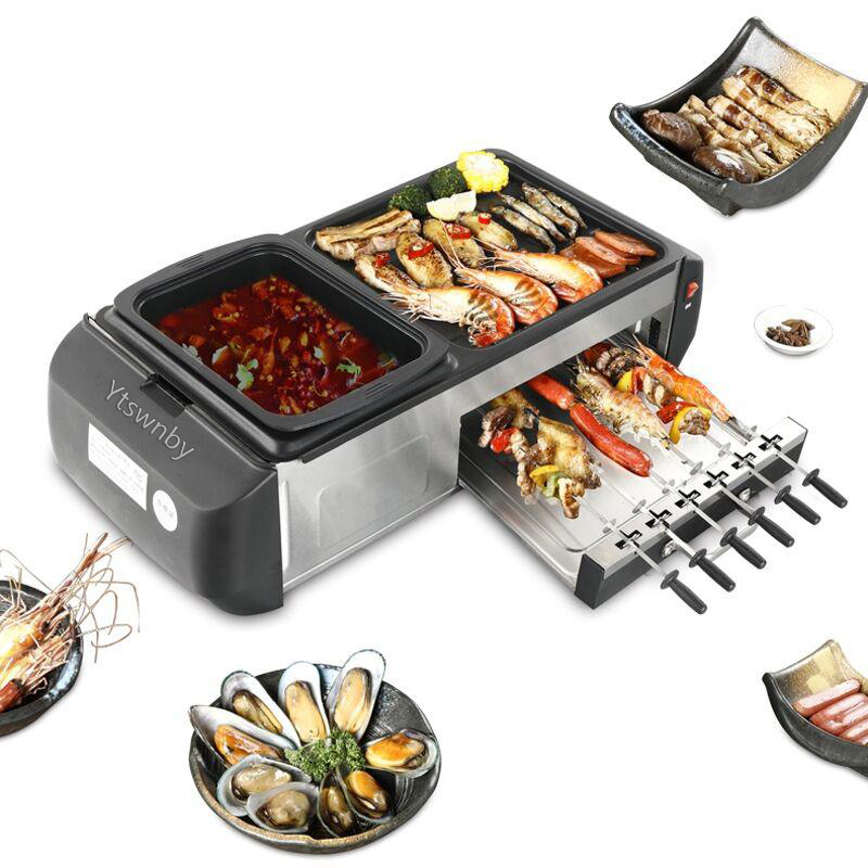 

Ytswnby Thickened stainless steel fish grill can be pulled ventilation models charcoal alcohol dual-use barbecue rack commercial household