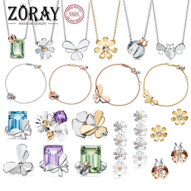 

Tif 925 sterling silver classic style ladies high-end insect ring with original logoInsect series necklace women's jewelry high-end craftsmanship