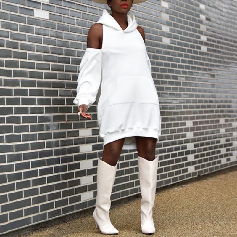 

Women's Hoodies & Sweatshirts 2021 African Long Hooded White Cold Shoulder Backless Loose Sexy Fashion High Street Wear Clothes Tops, Green hoodies