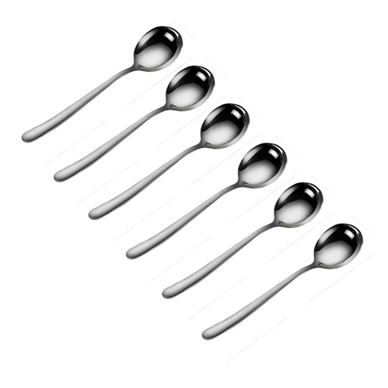 

Spoons 6Pcs Silver Long Handled Stainless Steel Coffee Spoon Ice Cream Dessert Tea For Picnic Kitchen Accessories