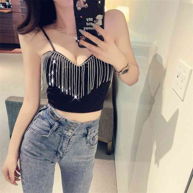 

Sexy Tassel Nightclub Three-dimensional Cup Underwear Bra Bodice Cropped Top Outwear Corset Camis Female 210602, White