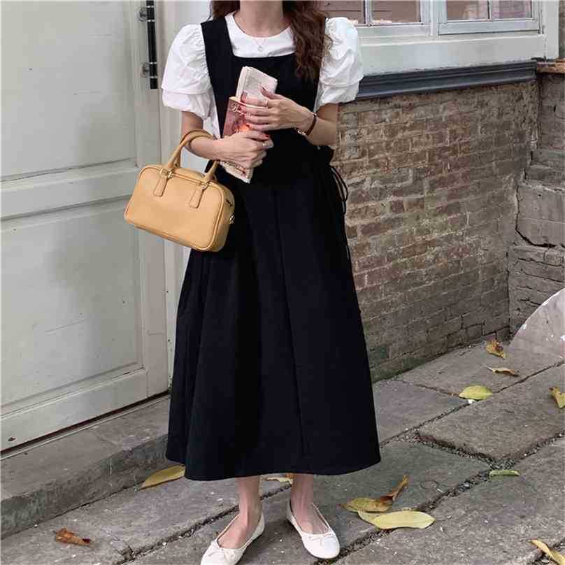 

Summer Solid Loose Fashion Chic Elegant Office Lady Shirts+Dress High Quality Two Piece Suits Sets 210525, Photo color