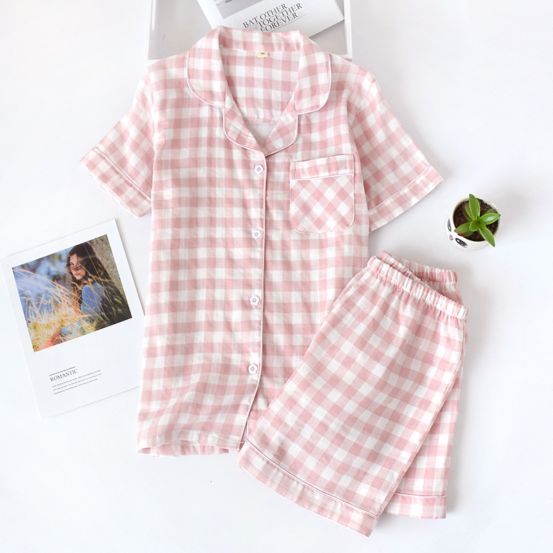 

2021Japanese simple short pyjamas women 100% cotton short sleeves ladies pajama sets shorts Cute cartoon sleepwear women homewear, Black;red