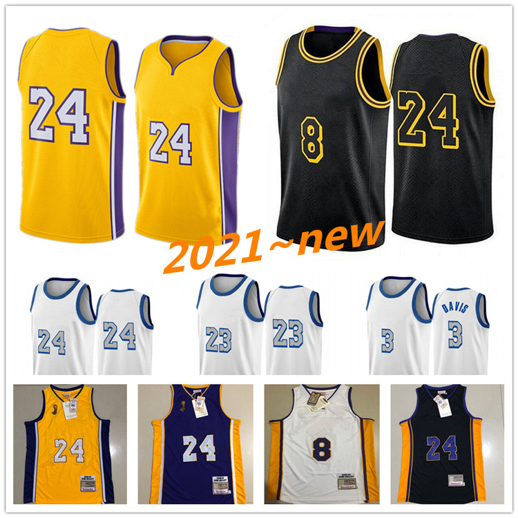 

2021 Basketball Jerseys Vintage 8 24 Bryant Jersey Los Angeles Lakers Kobe James Davis 3, Black;red