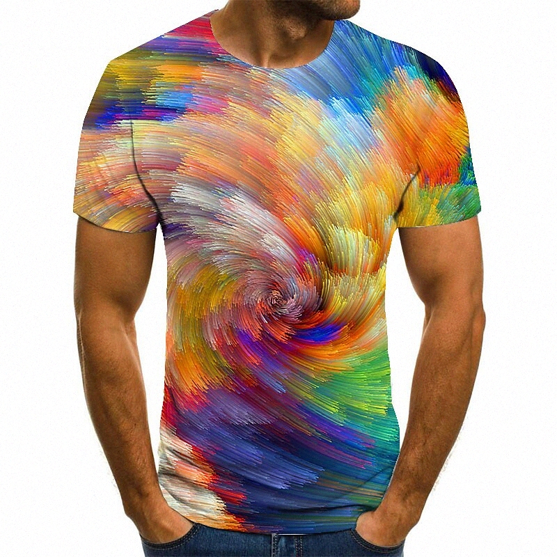 T-shirt unisexe Tee T-shirt 3D impression graphique d'impression spirale Stripe Plus Taille col rond Casual imprimé quotidien à manches courtes à