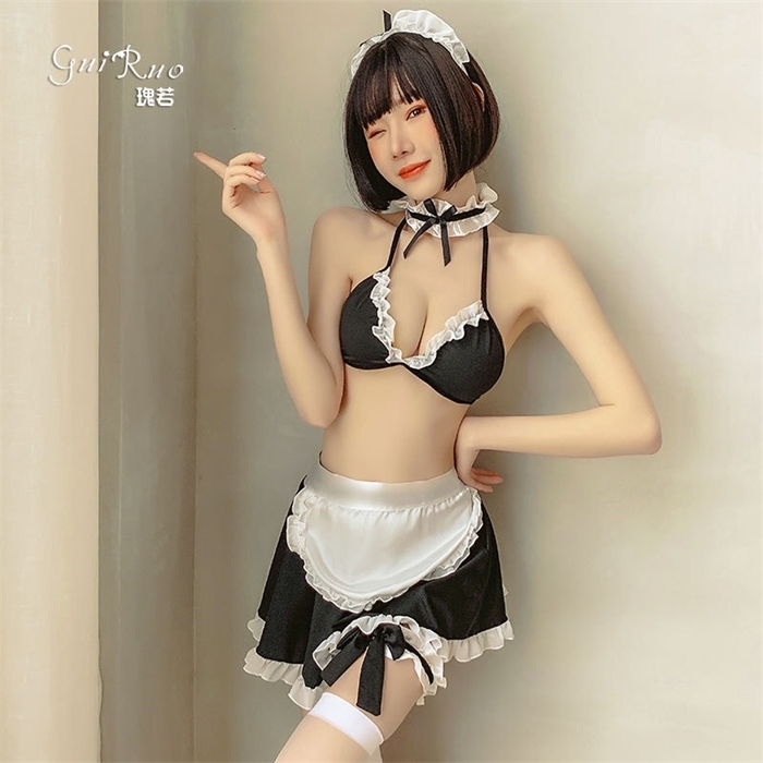 

Kawaii Bra Mini Skirt Lace Maid Uniform Role Play Sexy Erotic Lingerie Costumes School Girl Sailor Moon Cosplay Maid Outfits, Red