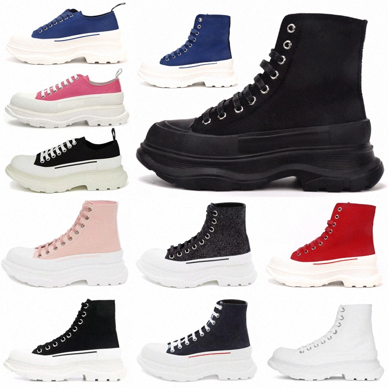 

2021 Tread Slick canvas sneaker shoe women designer high low triple black royal red pink white womens lace up oversized shoes sneakers