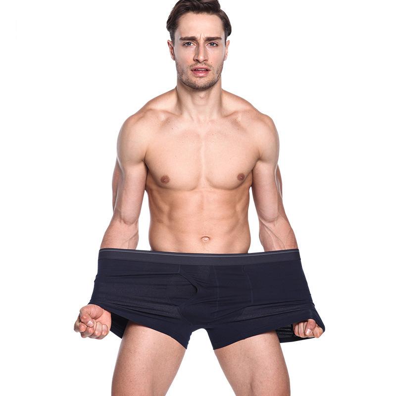 

Underpants 3 Pcs /lot Open Big U Pouch Short Leg Boxers Plus Size Cotton Shorts Men Pure Color Trunks Male, Grey grey grey