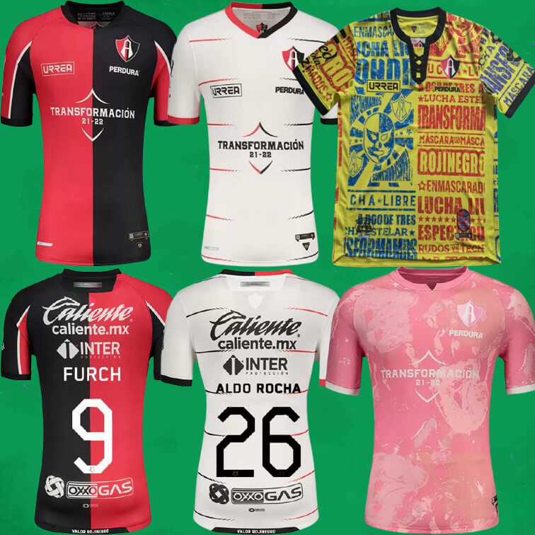 

21 22 Atlas FC Soccer Jerseys FC FURCH GARNICA M.CARAGLIO Football Shirts 2021 Liga MX Champions Home Away Third Men' Uniform Size  - 3XL