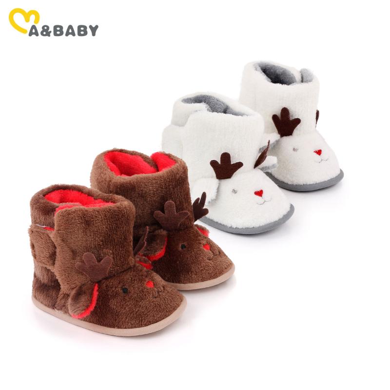 

Boots Ma&Baby 3-12M Winter Born Infant Baby Boy Girl Warm Christmas Deer Snow Cute Xmas Gifts, Black;grey