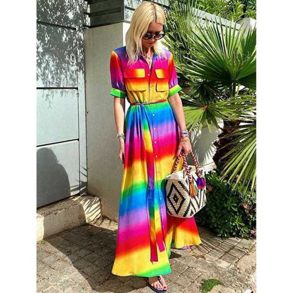 

Women' medium sleeve rainbow casual evening, Red