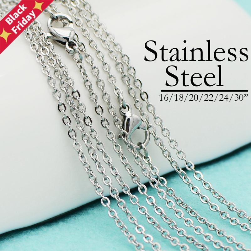 

Chains 50 Pcs X Stainless Steel Necklace Chain Gold & Steel, 16/18/20/22/24/30 Inch Cable Link Rolo Bulk For Women, Silver