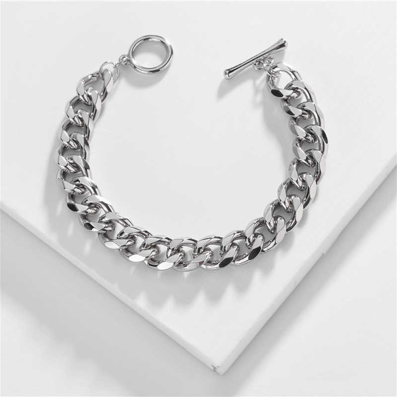

Srcoi Punk Figaro Chain Cuban Bracelet Toggle Clasps Link Chain Bracelets Gold Silver Color Charm Women Party Fashion Jewelry Q0719