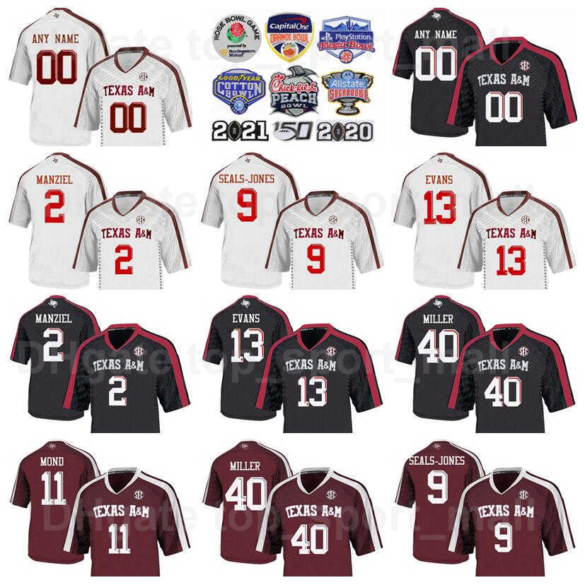 

NCAA A&M Texas Aggies Football 2 Johnny Manziel College Jersey Man 40 Von Miller 9 Ricky Seals-Jones 15 Myles Garrett 13 Mike Evans 11 Josh Reynolds Custom Name Number, White