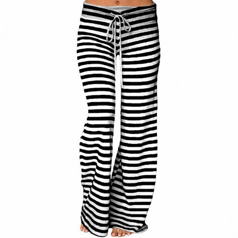 Women's Causal Daily Holiday Basic Legging Striped Print Mid Waist Blue Black Purple S M L / Micro-elastic / Loose W1t5#