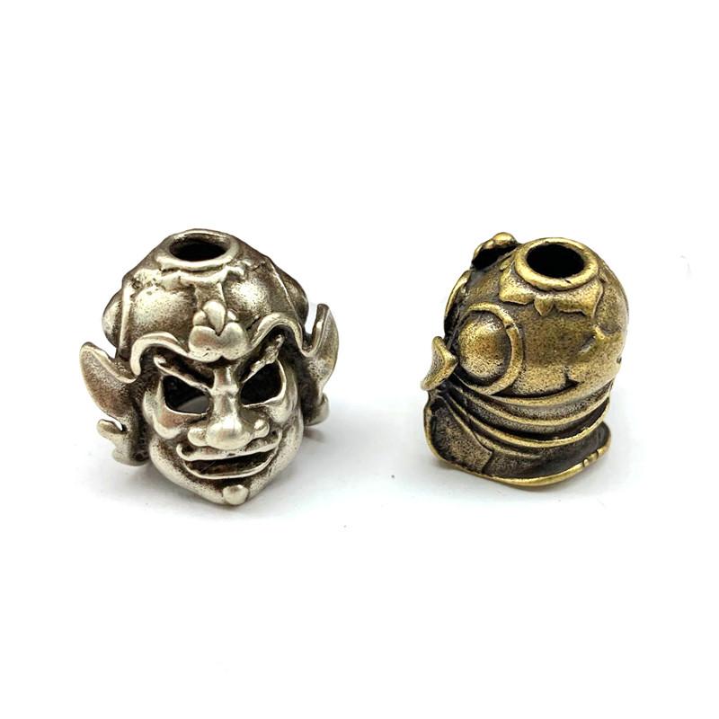 

Keychains Brass Handmade DIY Vintage Japanese Smaurai Mask Helmet Knife Bead Pendants Paracord Umbrellas Rope Beads