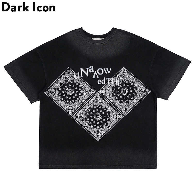 

Geometric Bandana T-shirt Men Summer Short Sleeve Streetwear Men's Tshirts Tee Shirt for Man Male Top 210603, Black