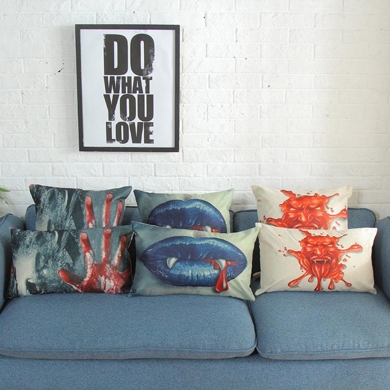 

Drop Halloween Pillow Cases Happy Fall Warm Printed Cotton Linen Sofa Car Pumpkin Ghosts Cushion Cover Home Room Decor Cushion/Decorative