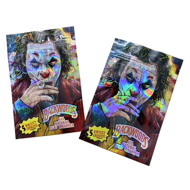 

clown joker packaging bags backwoods 5 sweet aromatic all natural leaf wrapper medicated resealable edible mylar plastic pack edibles package