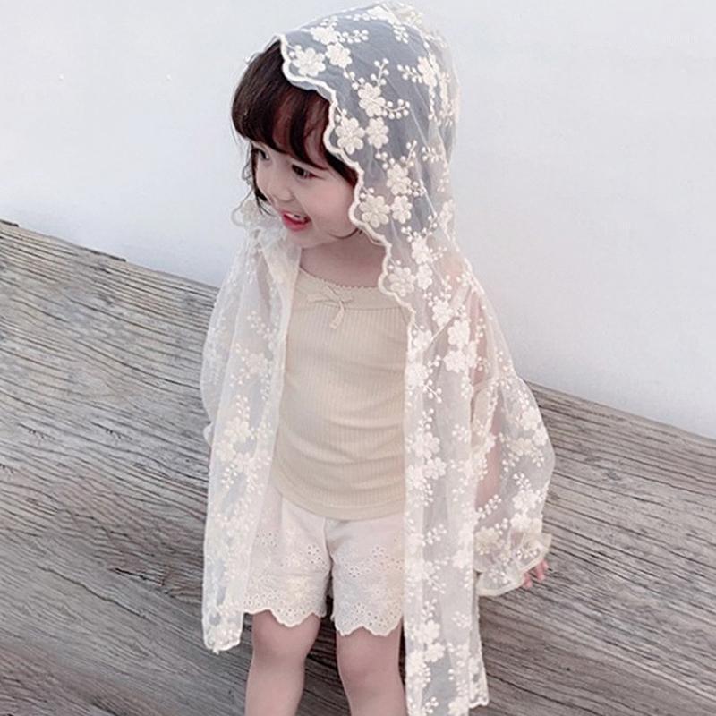 

Jackets Summer Girls Lace Blouse Kids Thin Outwear For Young Girl Sun Protection Shirt Children Hooded Cardigan Toddler Princess Coat, Blue;gray