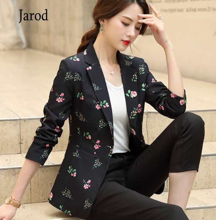 

Autumn fashion women print blazer formal slim Long sleeve jacket office ladies temperament work coat 210526, Picture color