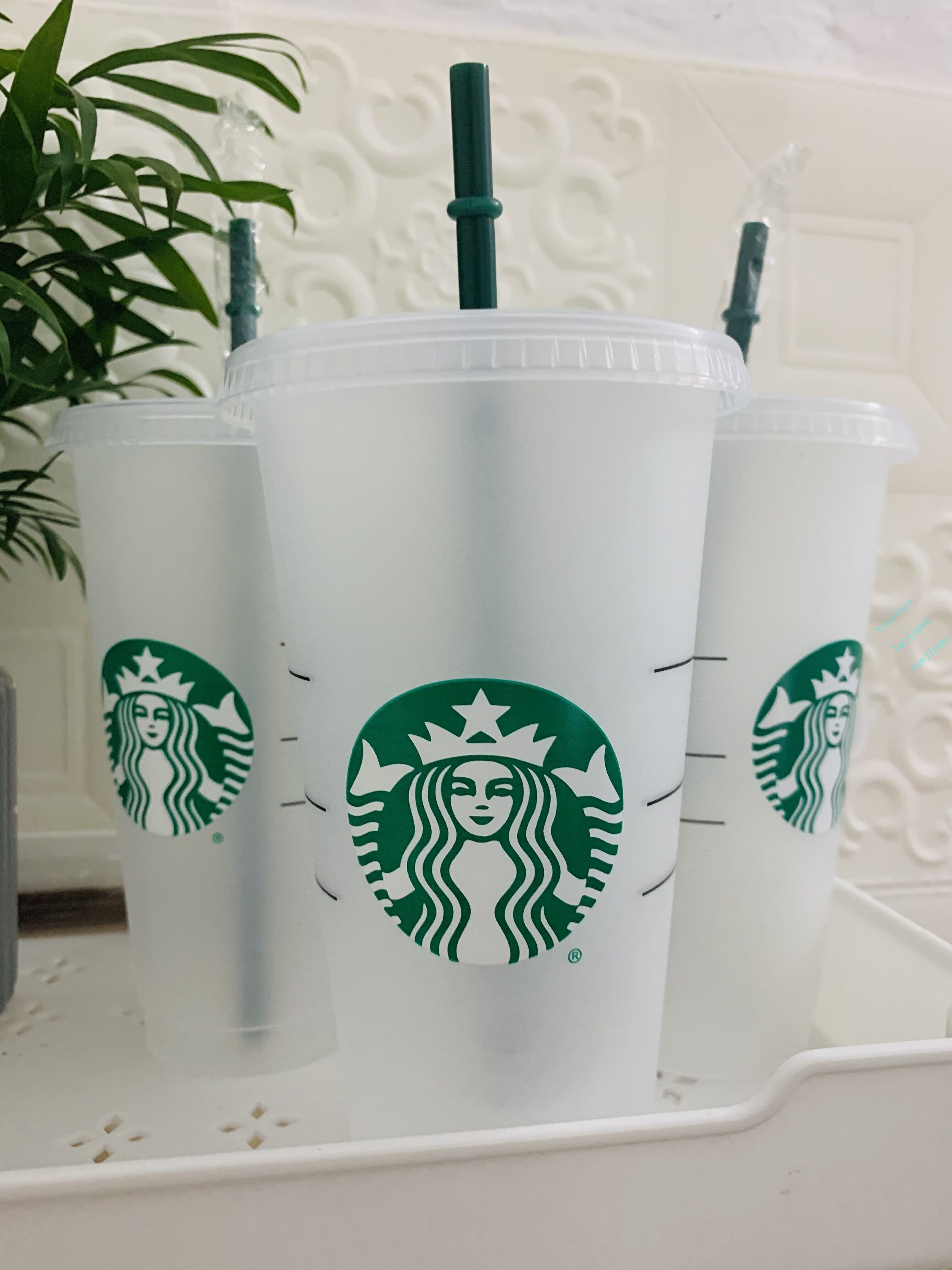 

Starbucks 24oz/710ml Mermaid Plastic Tumbler Reusable Straw Milk Tea Cold Water Cup Free DHL